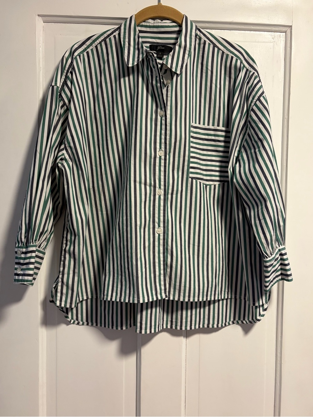 J. Crew women’s Small oversized striped button down blouse